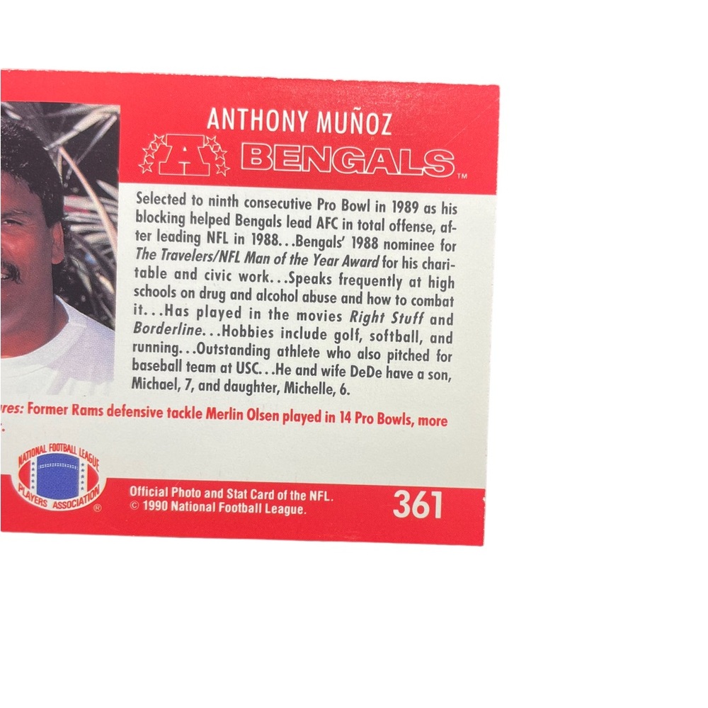 1990 anthony munoz cincinnati bengals hawaii pro bowl nfl pro set card # 361 - Picture 5 of 6